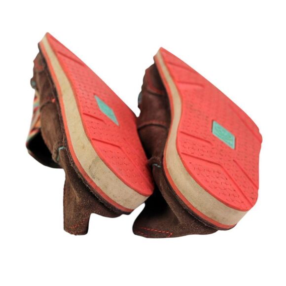 Ariat BROWN SUEDE MULTICOLOR TAPESTRY ROUND TOE COMFORT LOAFER FLATS SHOES 7.5 - Picture 10 of 11